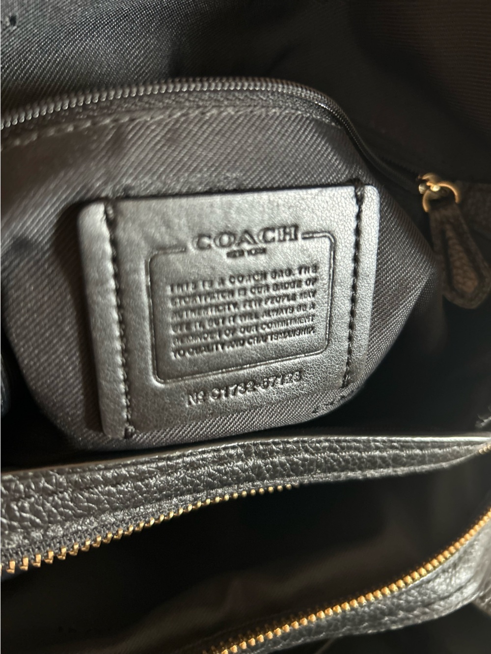 Coach Edie Black Pebbled Leather Shoulder Bag - Picture 11 of 15